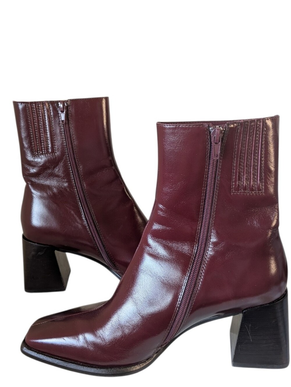 Jeffrey Campbell Sherpal square toe and block stylish Burgundy Boots ... Size 10